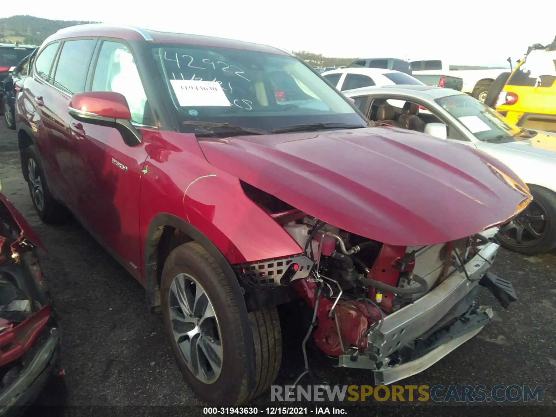 1 Photograph of a damaged car 5TDGBRCH0MS531104 TOYOTA HIGHLANDER 2021