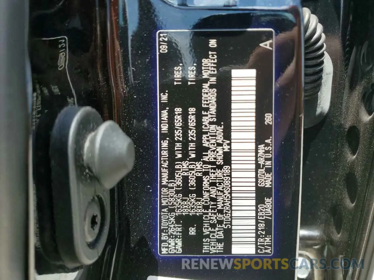 13 Photograph of a damaged car 5TDGZRAH5MS089189 TOYOTA HIGHLANDER 2021