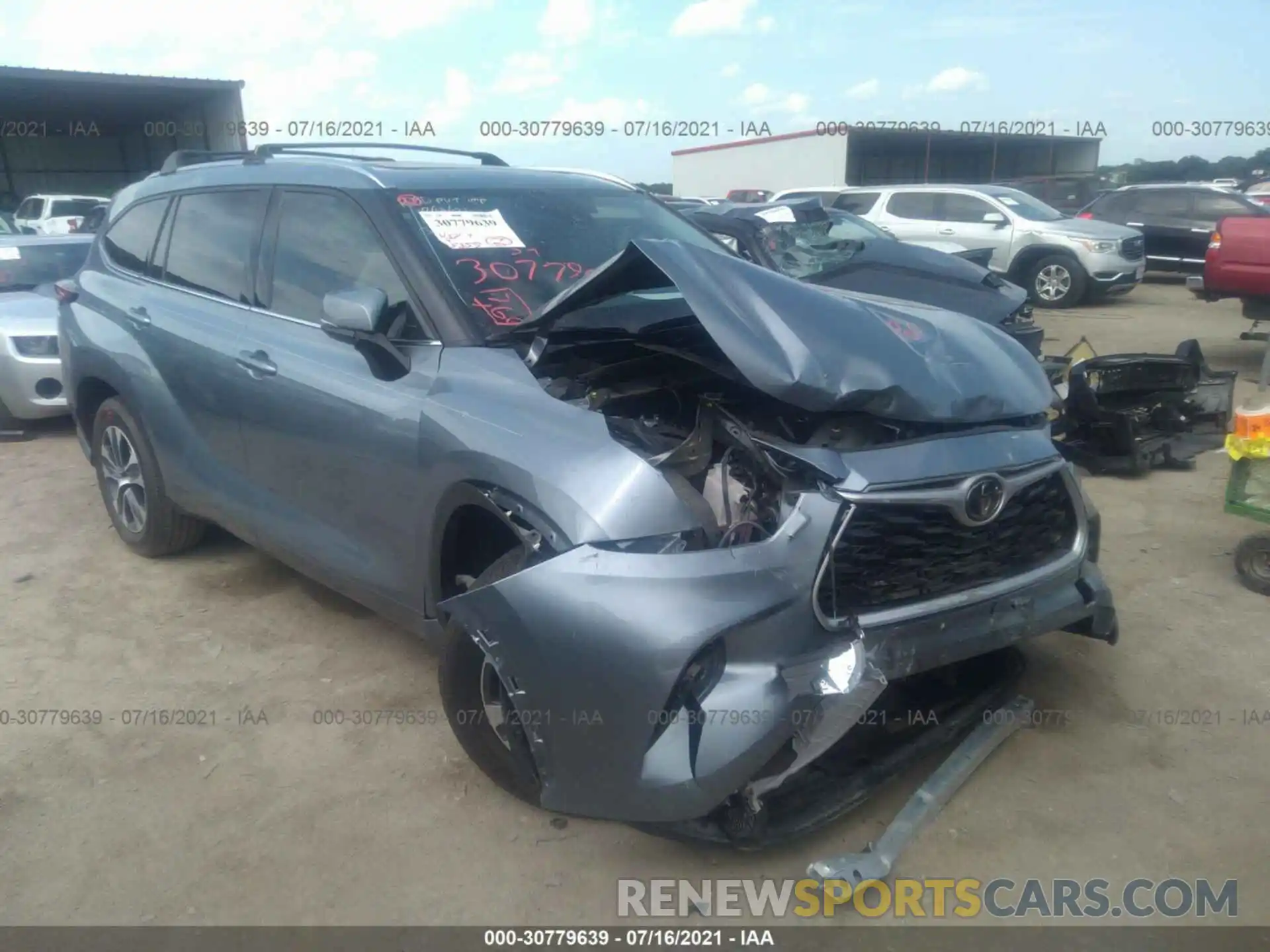 1 Photograph of a damaged car 5TDGZRAH9MS037578 TOYOTA HIGHLANDER 2021