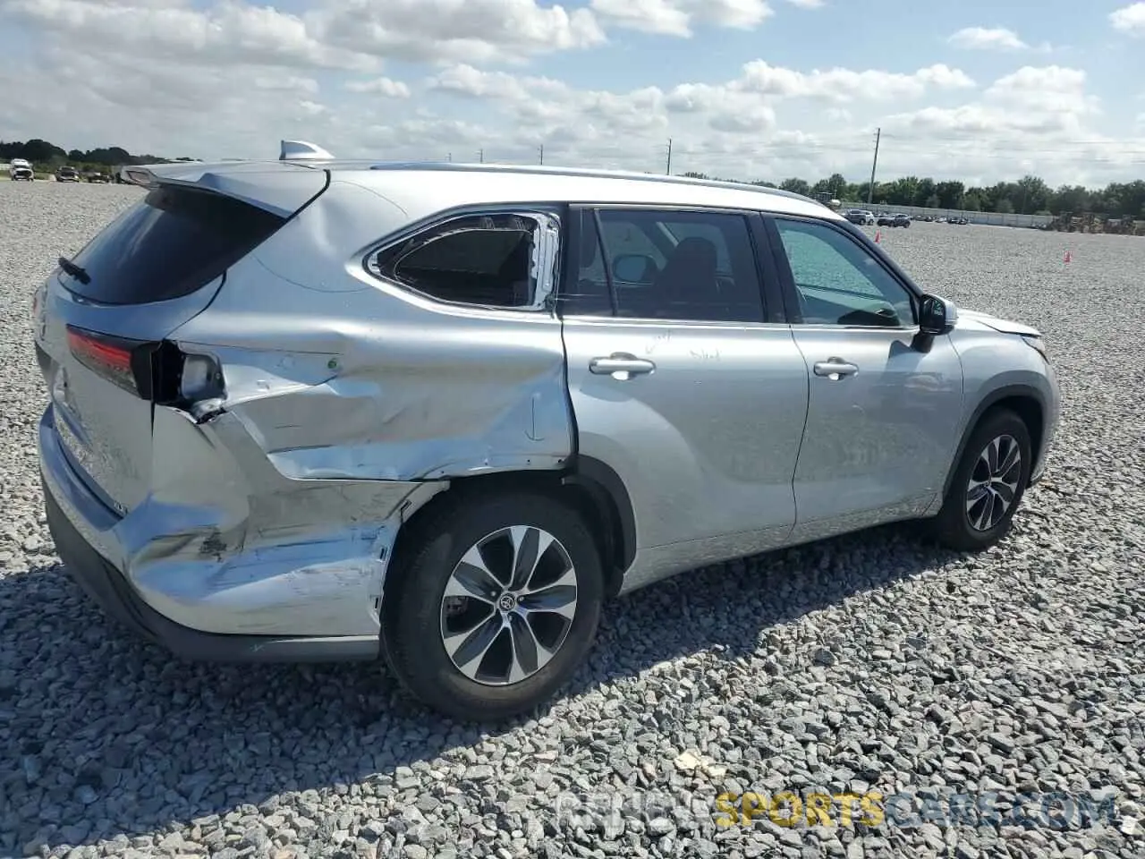 3 Photograph of a damaged car 5TDGZRAHXMS034396 TOYOTA HIGHLANDER 2021