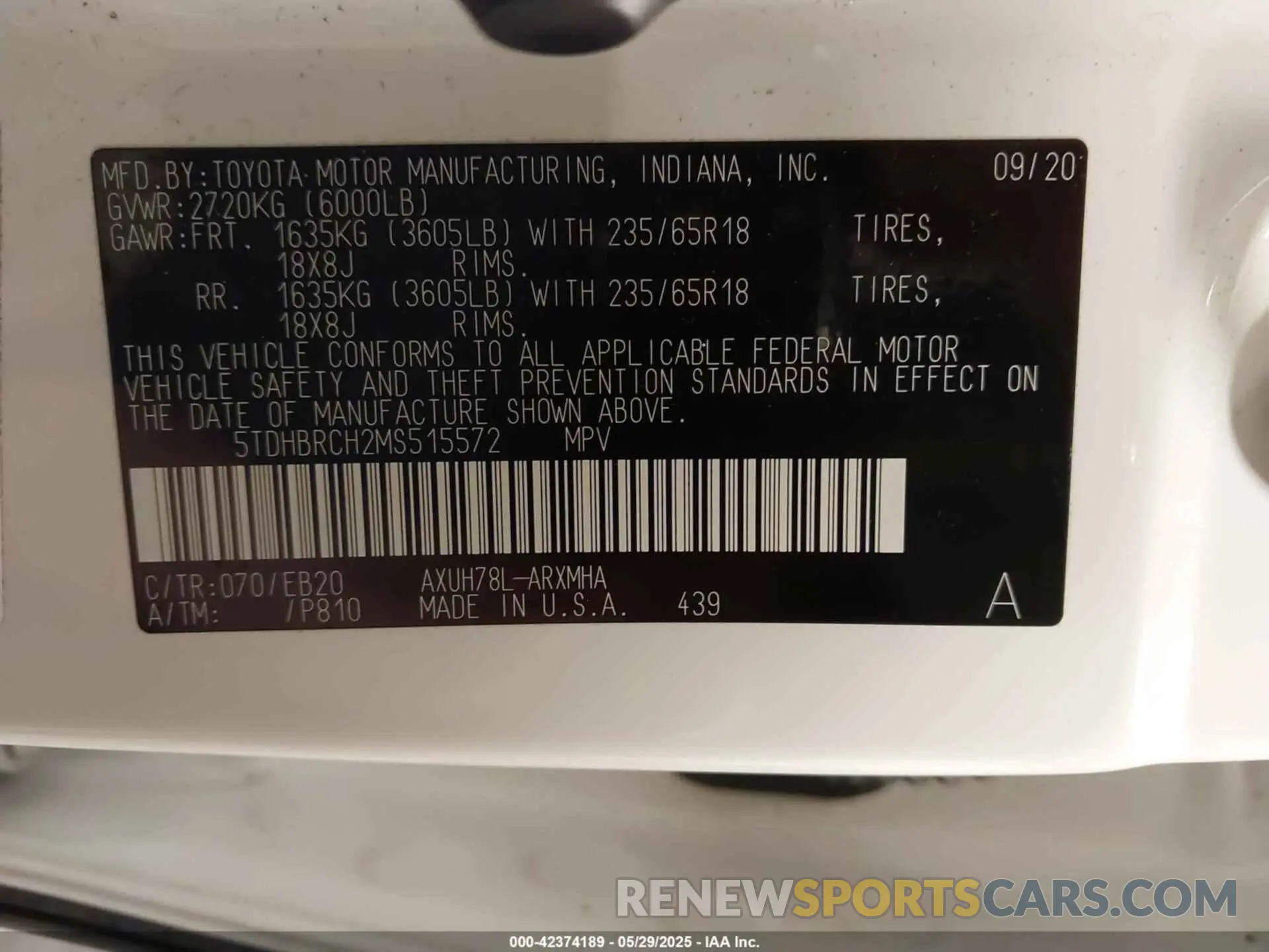 9 Photograph of a damaged car 5TDHBRCH2MS515572 TOYOTA HIGHLANDER 2021