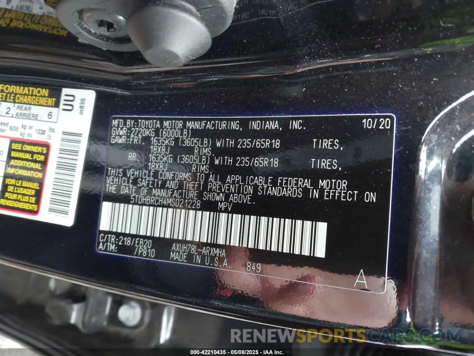 9 Photograph of a damaged car 5TDHBRCH4MS021228 TOYOTA HIGHLANDER 2021