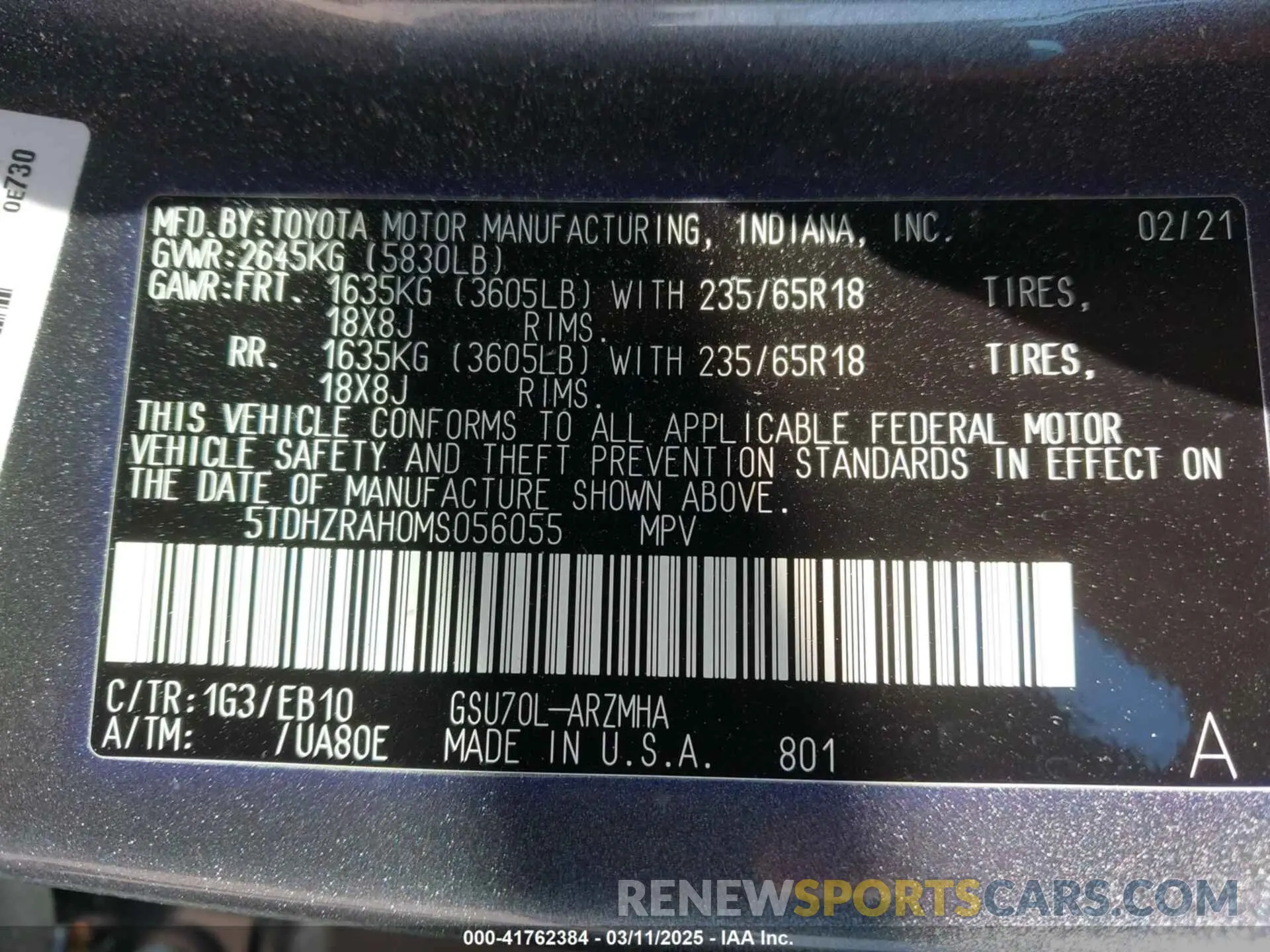 9 Photograph of a damaged car 5TDHZRAH0MS056055 TOYOTA HIGHLANDER 2021