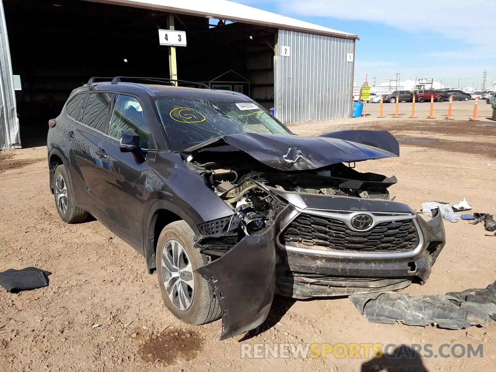 1 Photograph of a damaged car 5TDHZRBH3MS100760 TOYOTA HIGHLANDER 2021