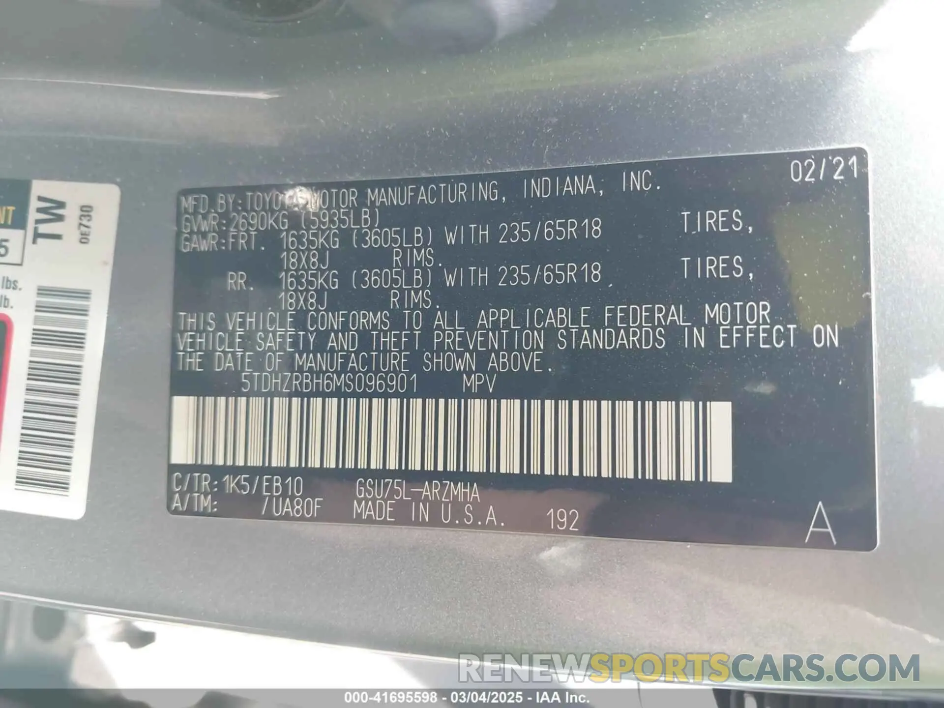 9 Photograph of a damaged car 5TDHZRBH6MS096901 TOYOTA HIGHLANDER 2021