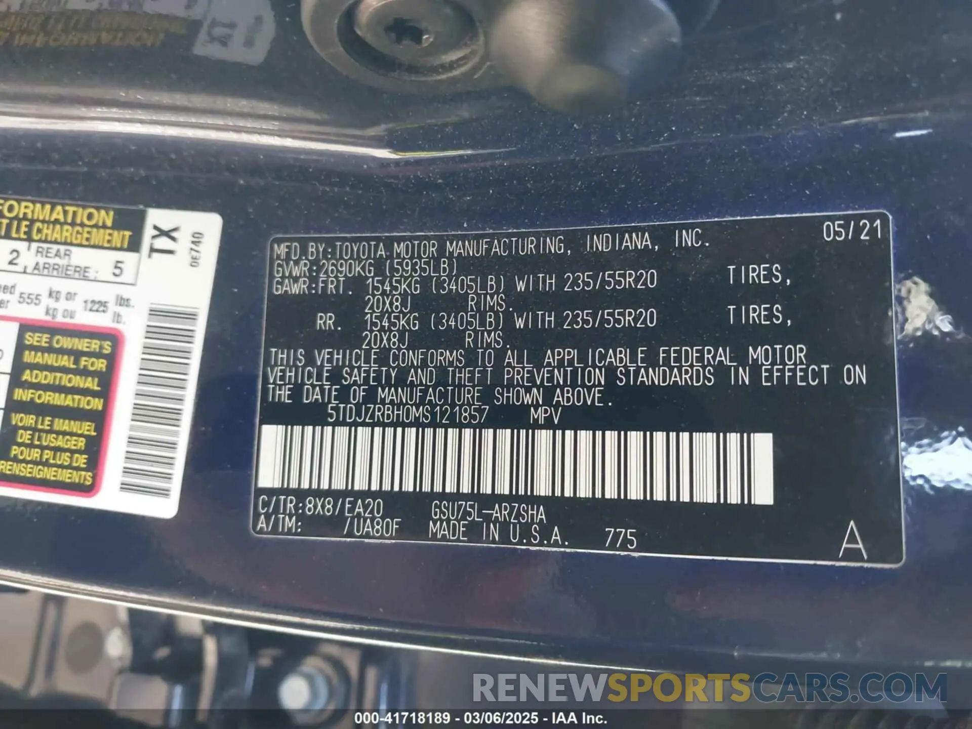 9 Photograph of a damaged car 5TDJZRBH0MS121857 TOYOTA HIGHLANDER 2021
