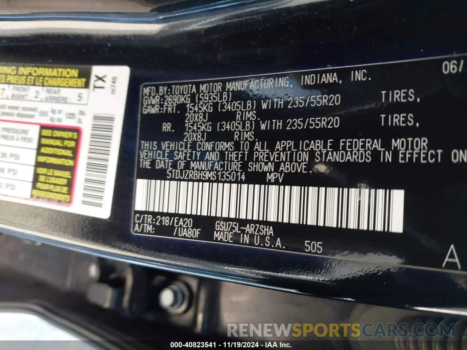 9 Photograph of a damaged car 5TDJZRBH9MS135014 TOYOTA HIGHLANDER 2021