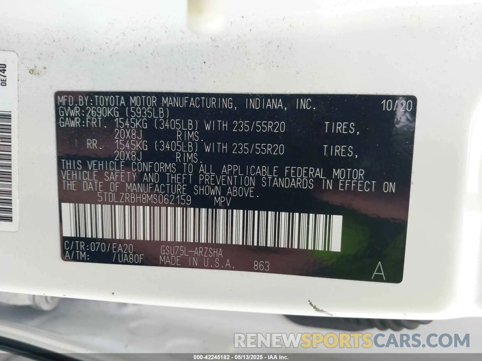9 Photograph of a damaged car 5TDLZRBH8MS062159 TOYOTA HIGHLANDER 2021