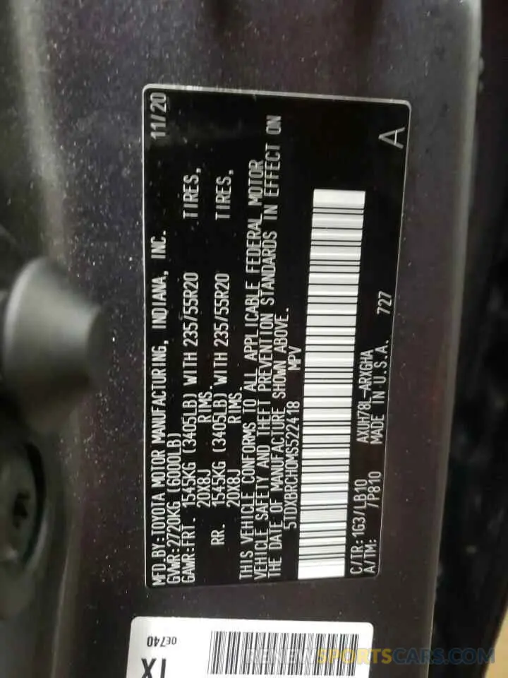 13 Photograph of a damaged car 5TDXBRCH0MS522418 TOYOTA HIGHLANDER 2021