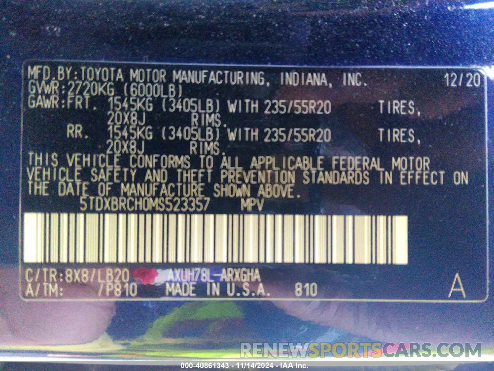 9 Photograph of a damaged car 5TDXBRCH0MS523357 TOYOTA HIGHLANDER 2021