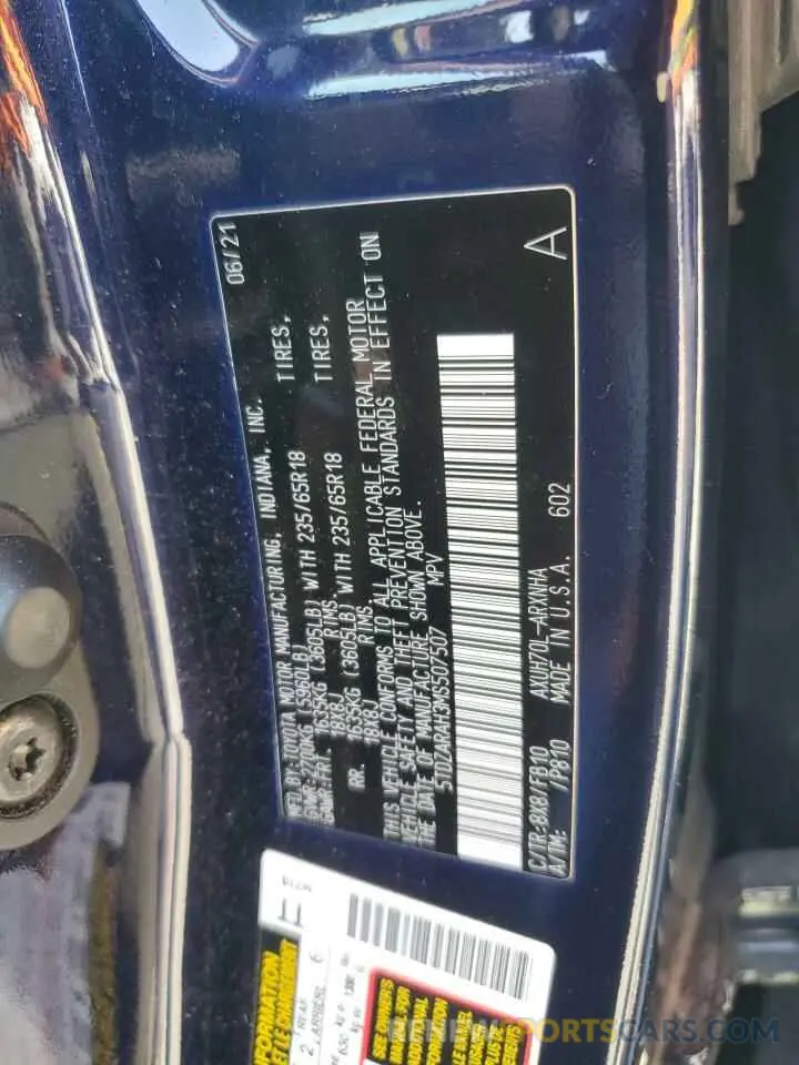 14 Photograph of a damaged car 5TDZARAH3MS507507 TOYOTA HIGHLANDER 2021