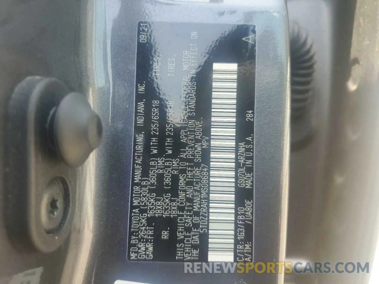 14 Photograph of a damaged car 5TDZZRAH1MS086847 TOYOTA HIGHLANDER 2021