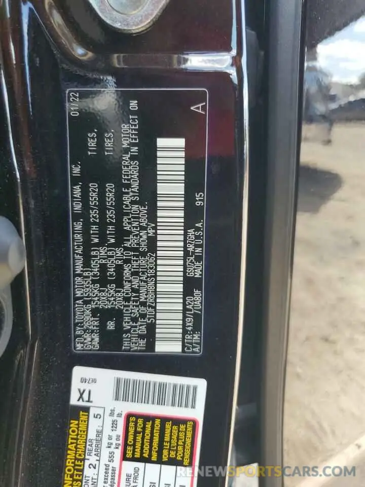 14 Photograph of a damaged car 5TDFZRBH8NS183062 TOYOTA HIGHLANDER 2022