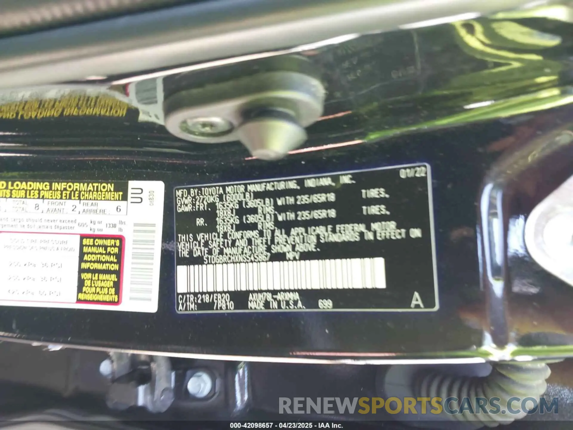 9 Photograph of a damaged car 5TDGBRCHXNS545867 TOYOTA HIGHLANDER 2022
