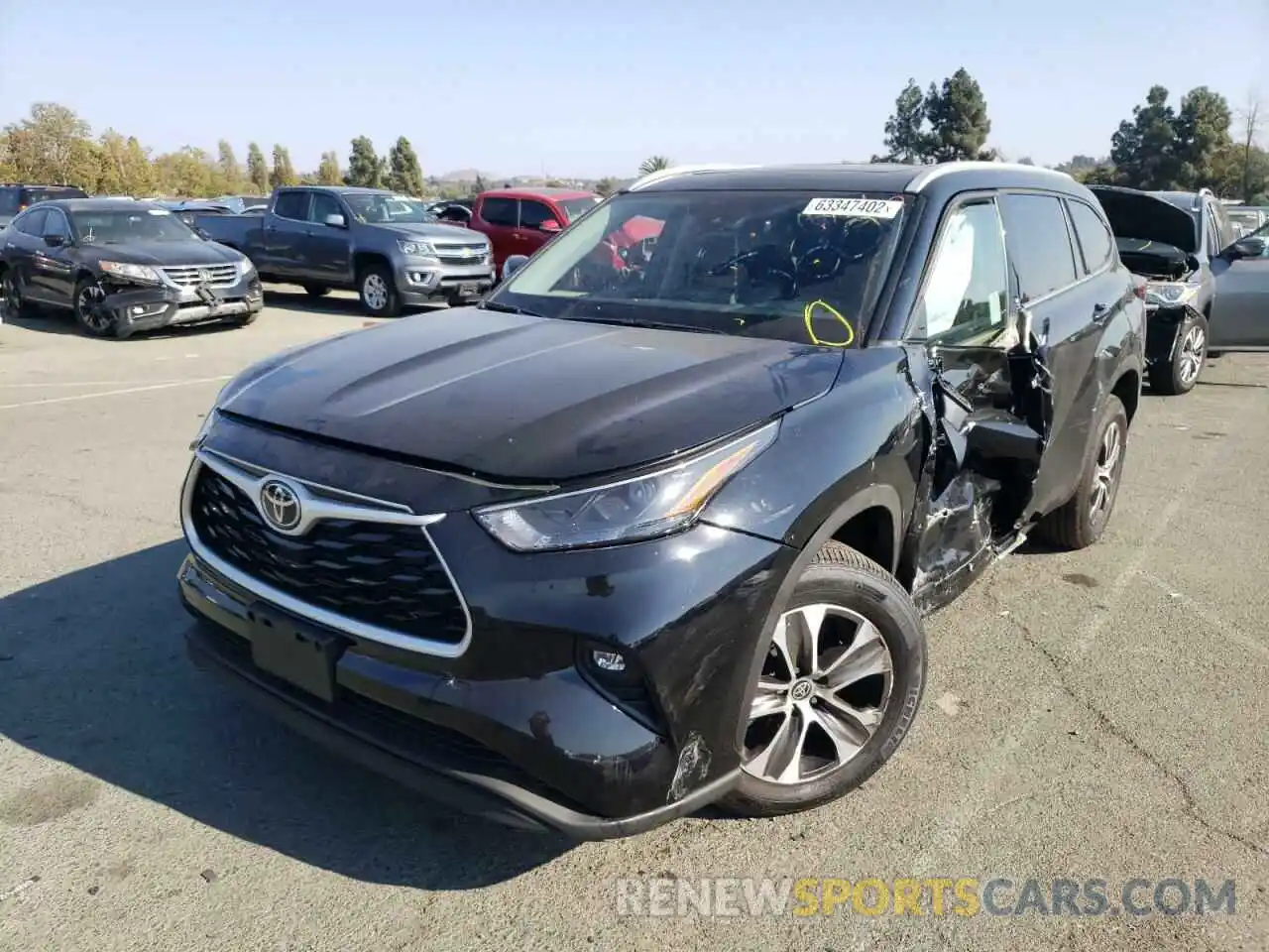 2 Photograph of a damaged car 5TDGZRAH2NS543044 TOYOTA HIGHLANDER 2022