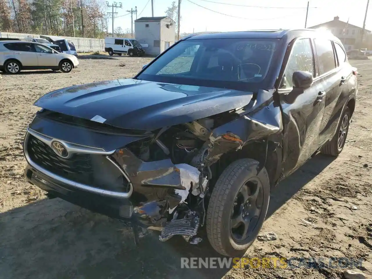 2 Photograph of a damaged car 5TDGZRAH3NS107044 TOYOTA HIGHLANDER 2022