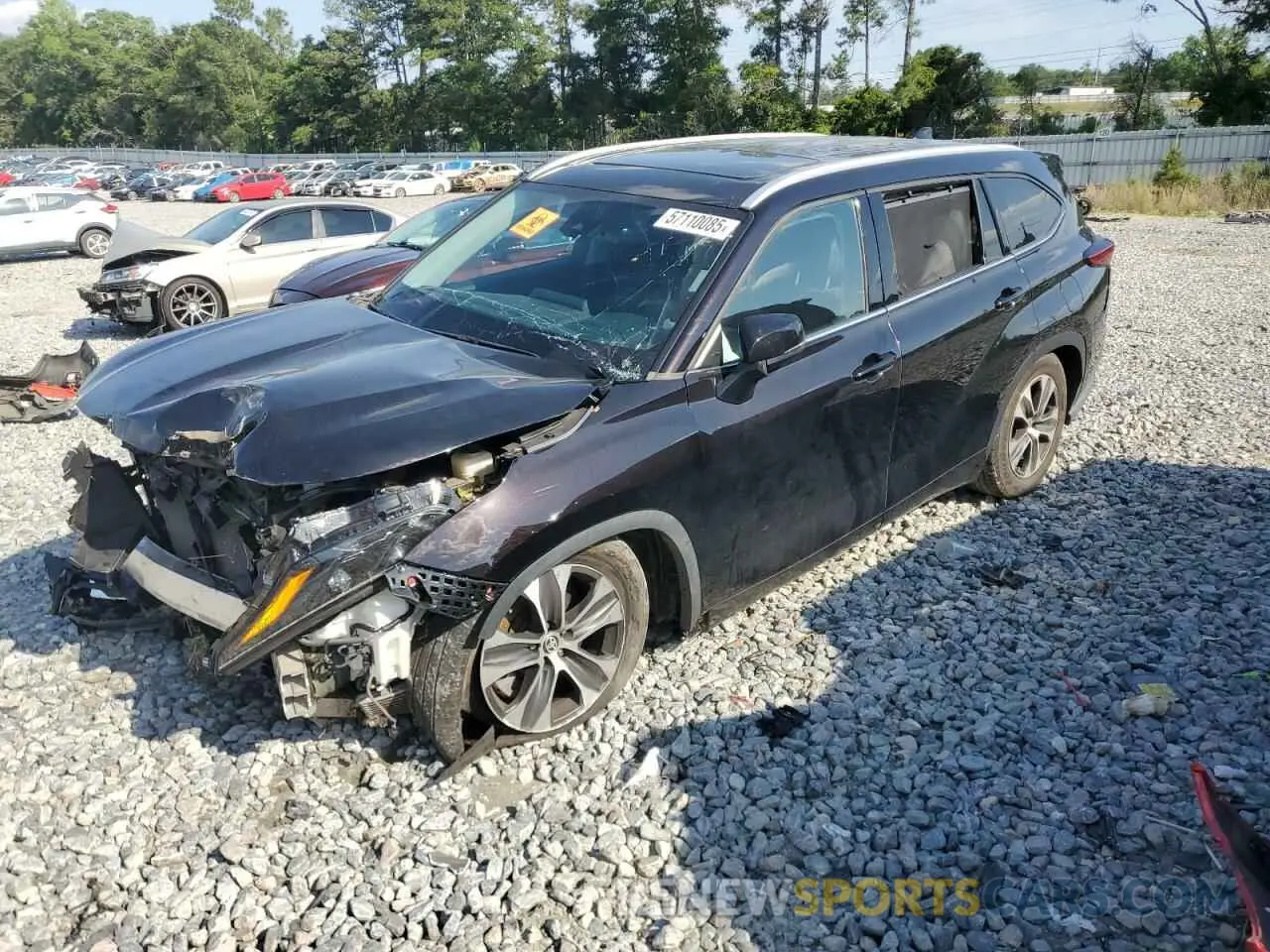 1 Photograph of a damaged car 5TDGZRAH6NS132648 TOYOTA HIGHLANDER 2022