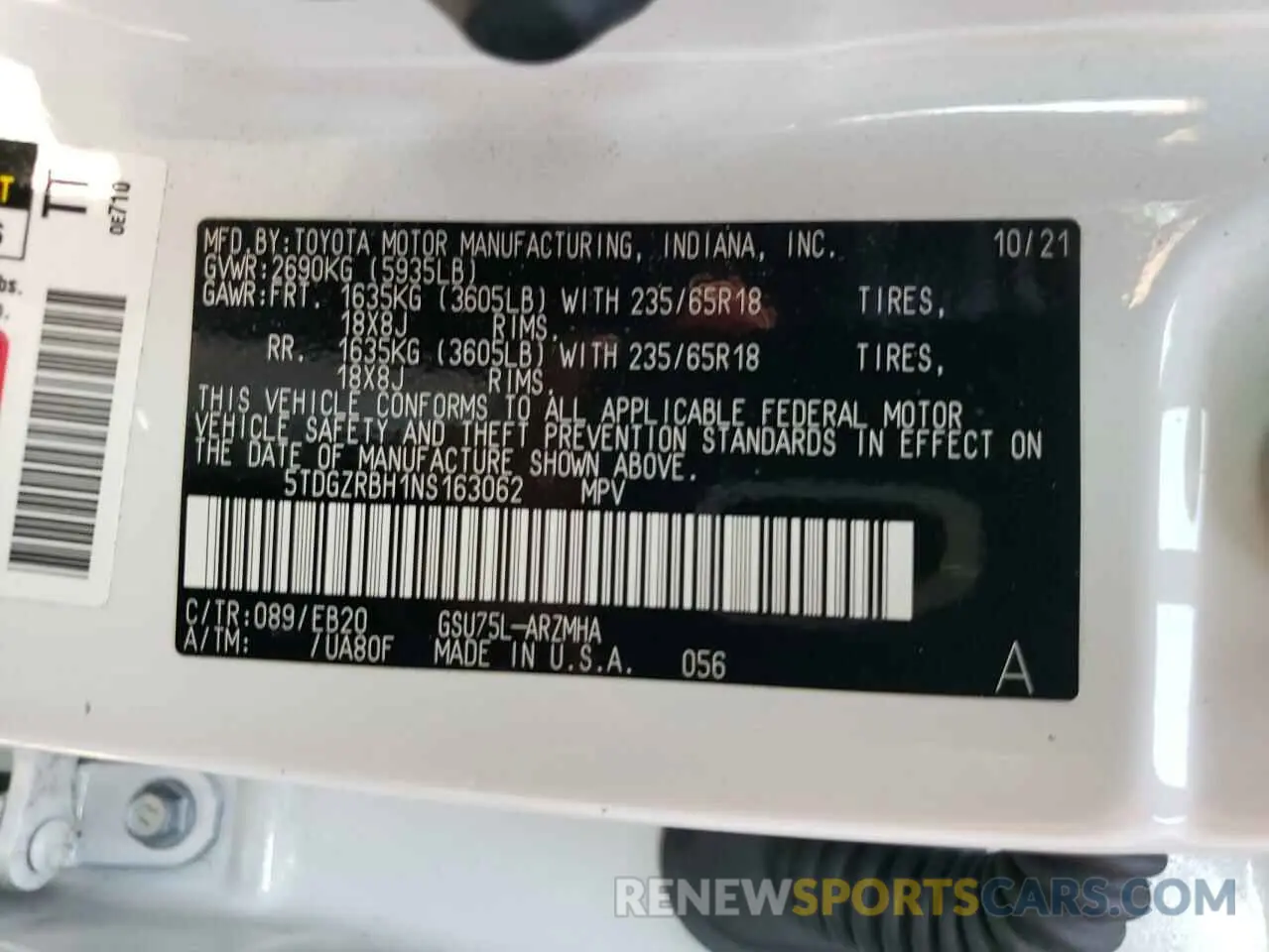 14 Photograph of a damaged car 5TDGZRBH1NS163062 TOYOTA HIGHLANDER 2022
