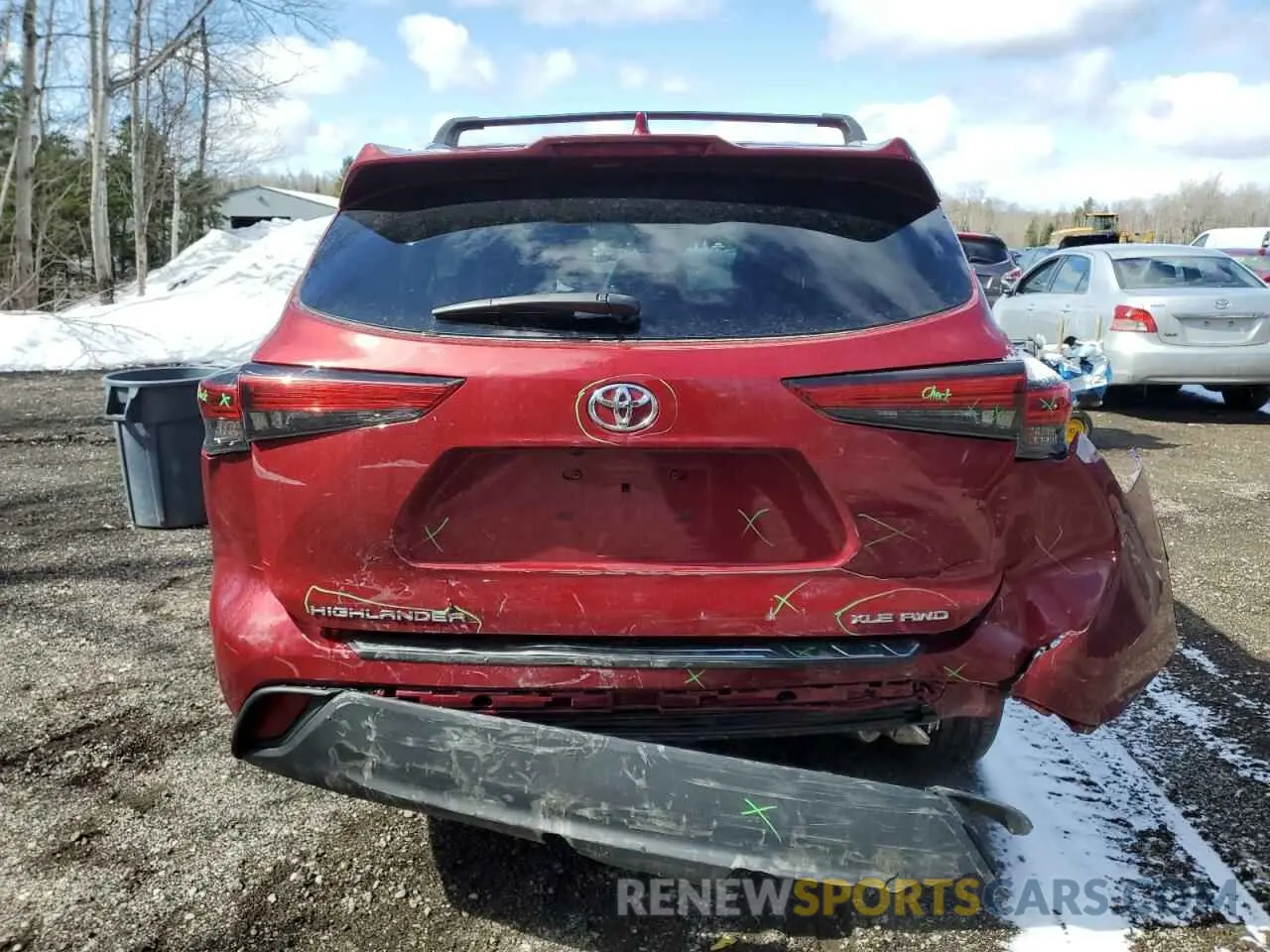6 Photograph of a damaged car 5TDGZRBH8NS582154 TOYOTA HIGHLANDER 2022