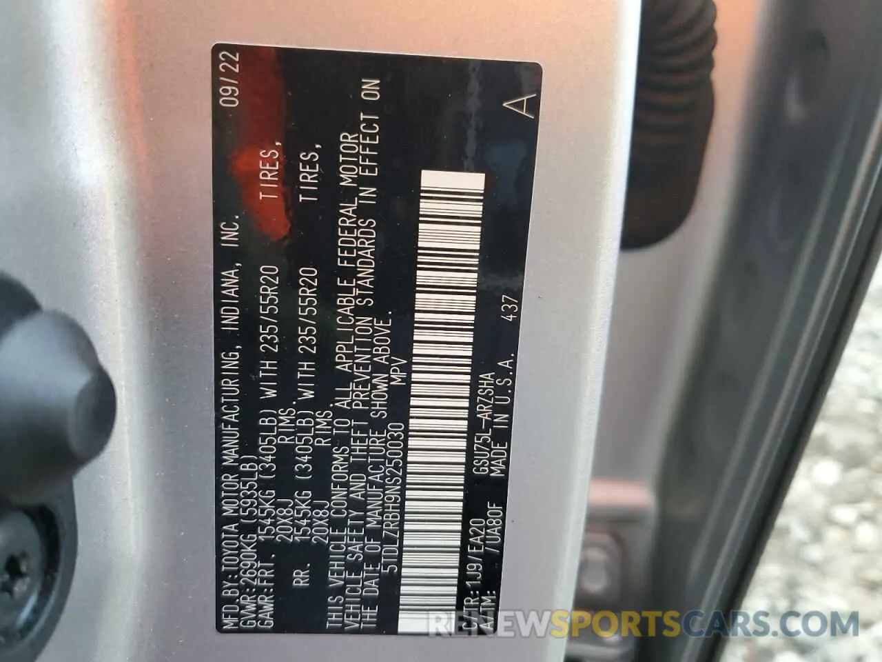13 Photograph of a damaged car 5TDLZRBH9NS250030 TOYOTA HIGHLANDER 2022