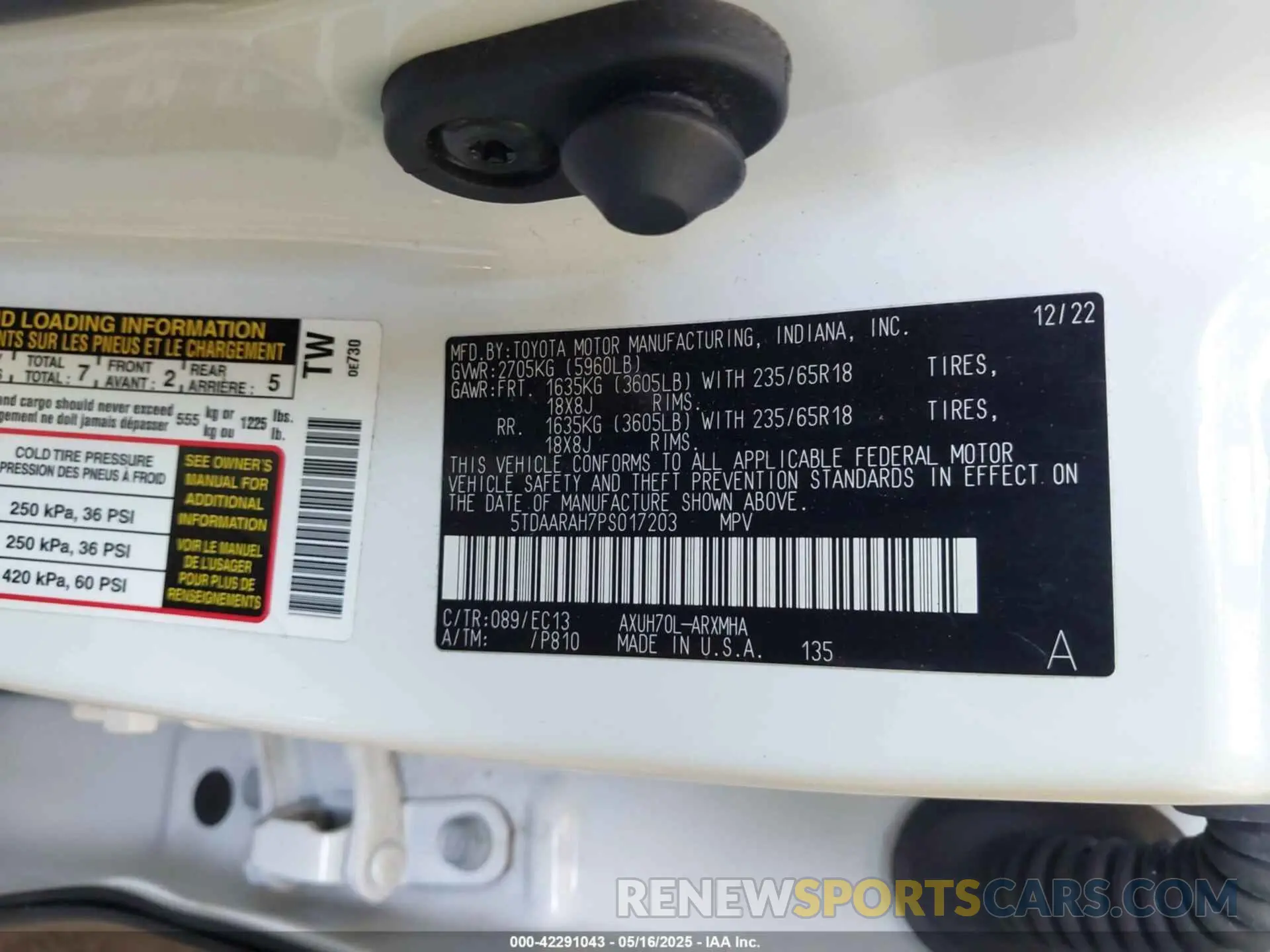 9 Photograph of a damaged car 5TDAARAH7PS017203 TOYOTA HIGHLANDER 2023
