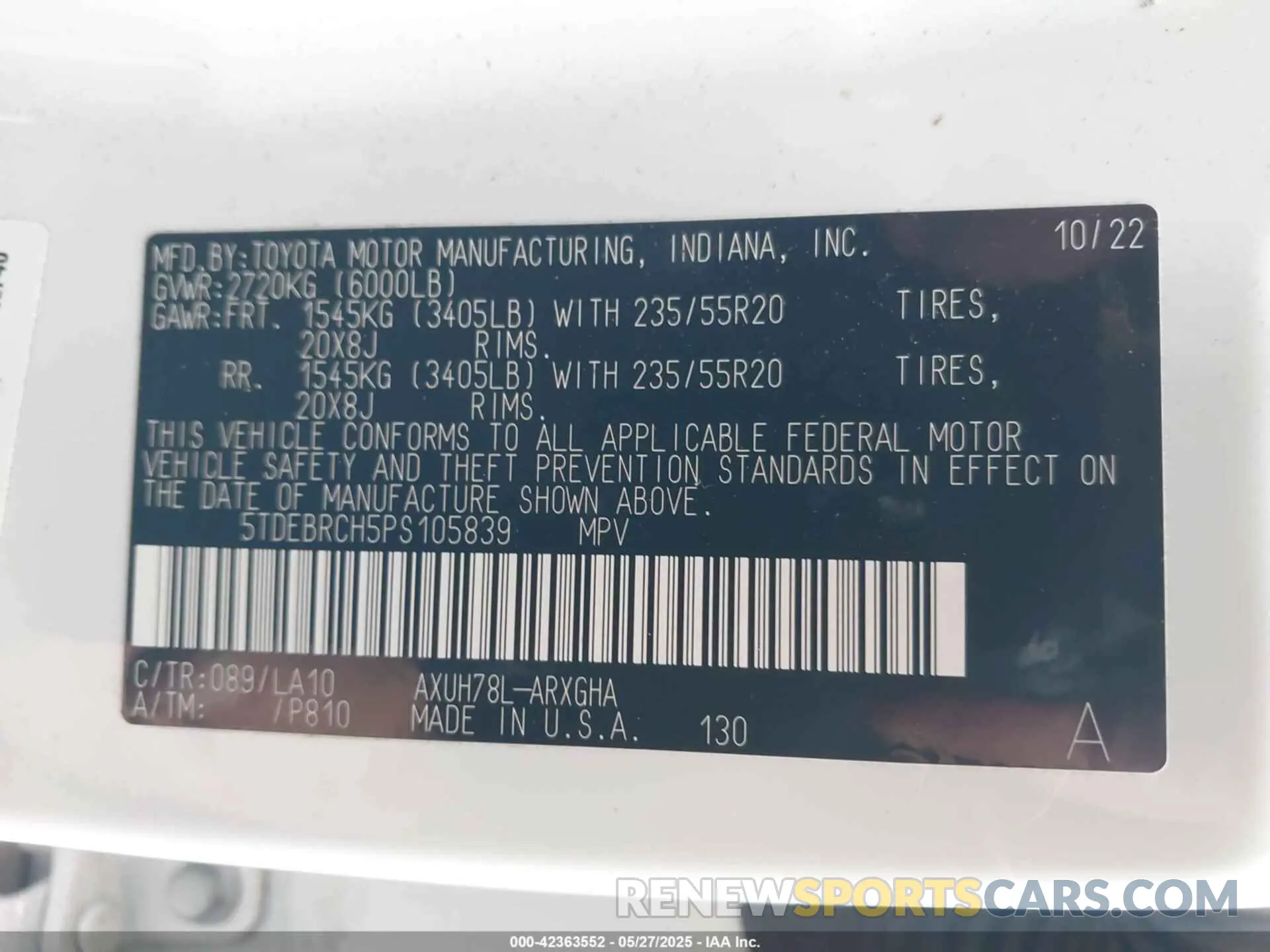 9 Photograph of a damaged car 5TDEBRCH5PS105839 TOYOTA HIGHLANDER 2023