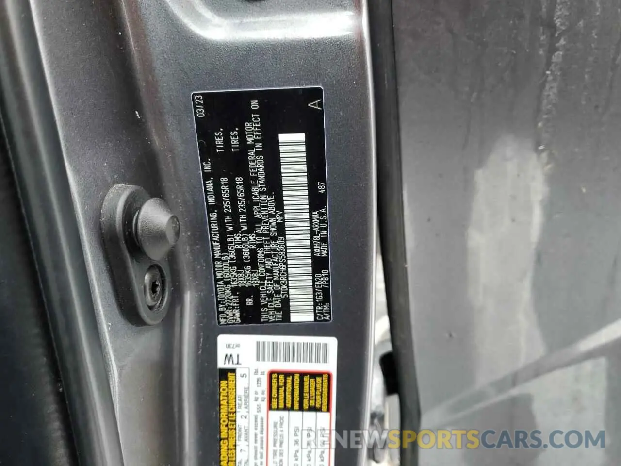 13 Photograph of a damaged car 5TDKBRCH6PS583609 TOYOTA HIGHLANDER 2023