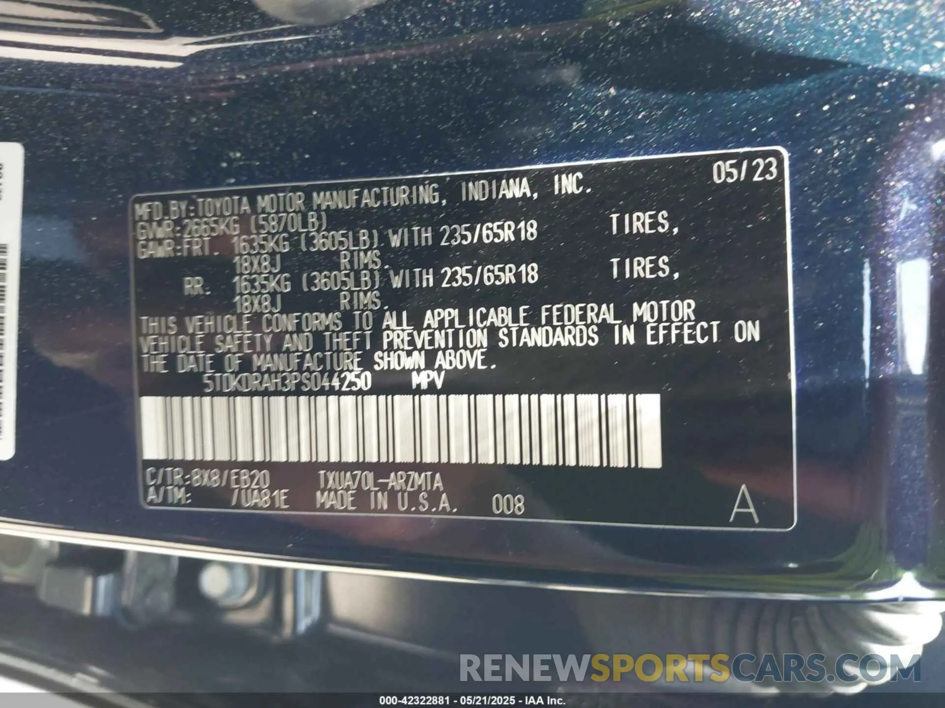9 Photograph of a damaged car 5TDKDRAH3PS044250 TOYOTA HIGHLANDER 2023