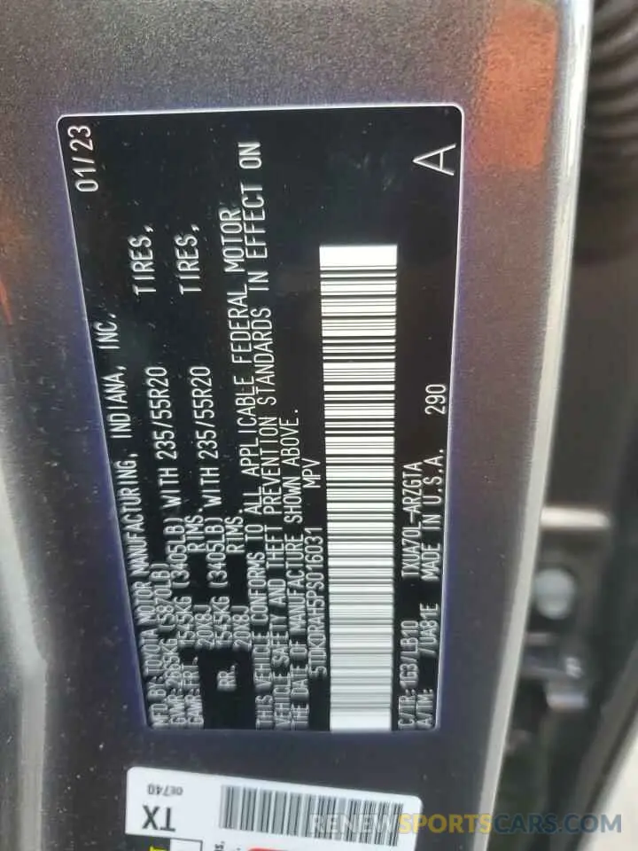 14 Photograph of a damaged car 5TDKDRAH5PS016031 TOYOTA HIGHLANDER 2023
