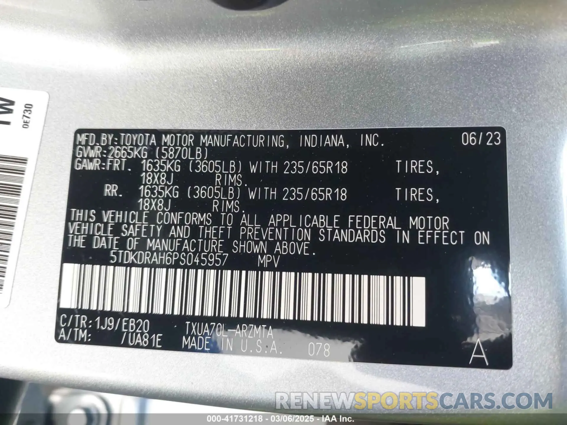 9 Photograph of a damaged car 5TDKDRAH6PS045957 TOYOTA HIGHLANDER 2023