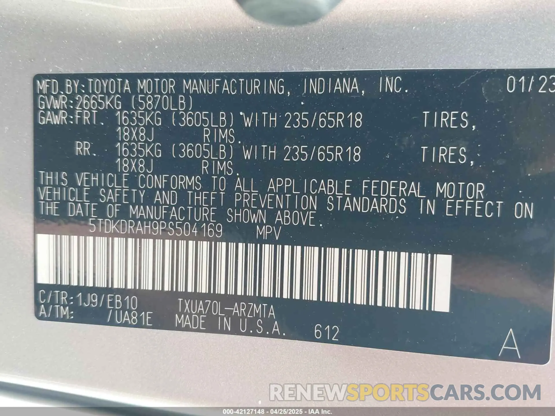 9 Photograph of a damaged car 5TDKDRAH9PS504169 TOYOTA HIGHLANDER 2023
