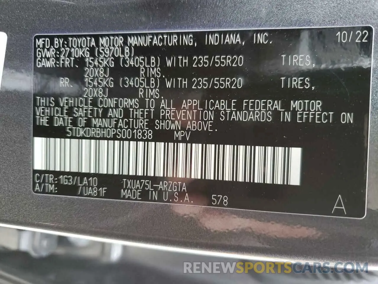 16 Photograph of a damaged car 5TDKDRBH0PS001838 TOYOTA HIGHLANDER 2023