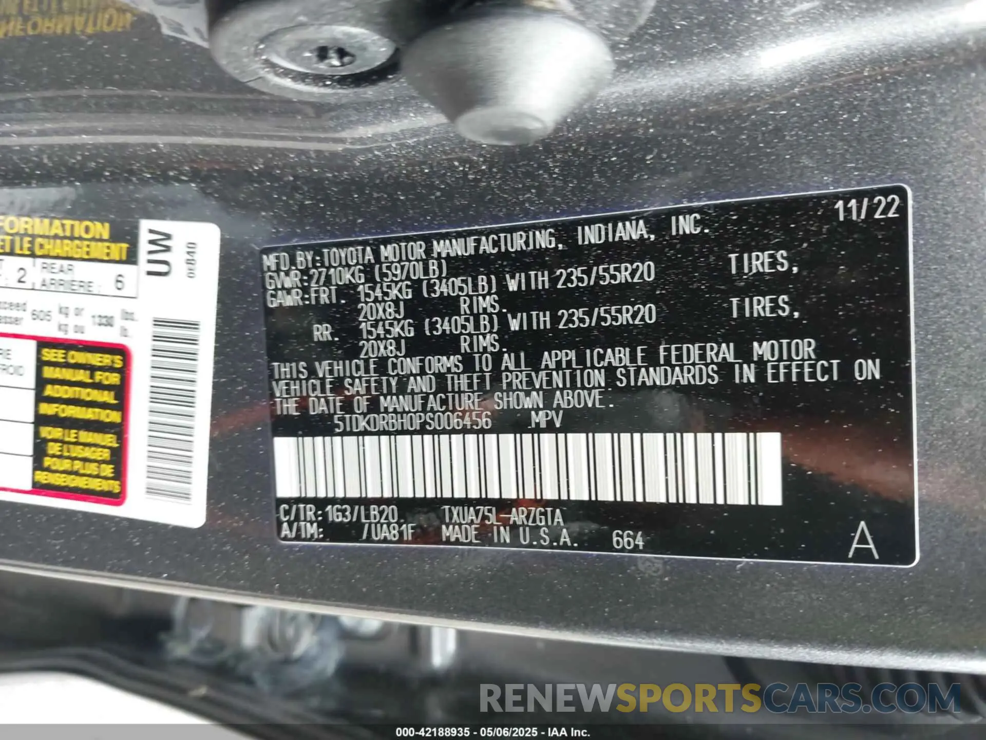 9 Photograph of a damaged car 5TDKDRBH0PS006456 TOYOTA HIGHLANDER 2023