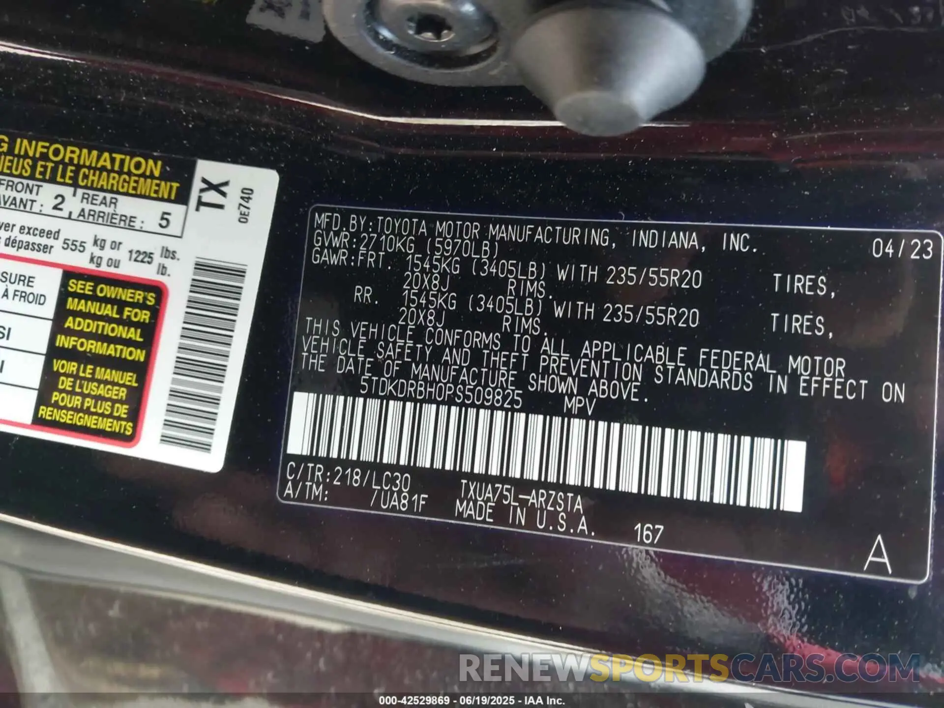 9 Photograph of a damaged car 5TDKDRBH0PS509825 TOYOTA HIGHLANDER 2023