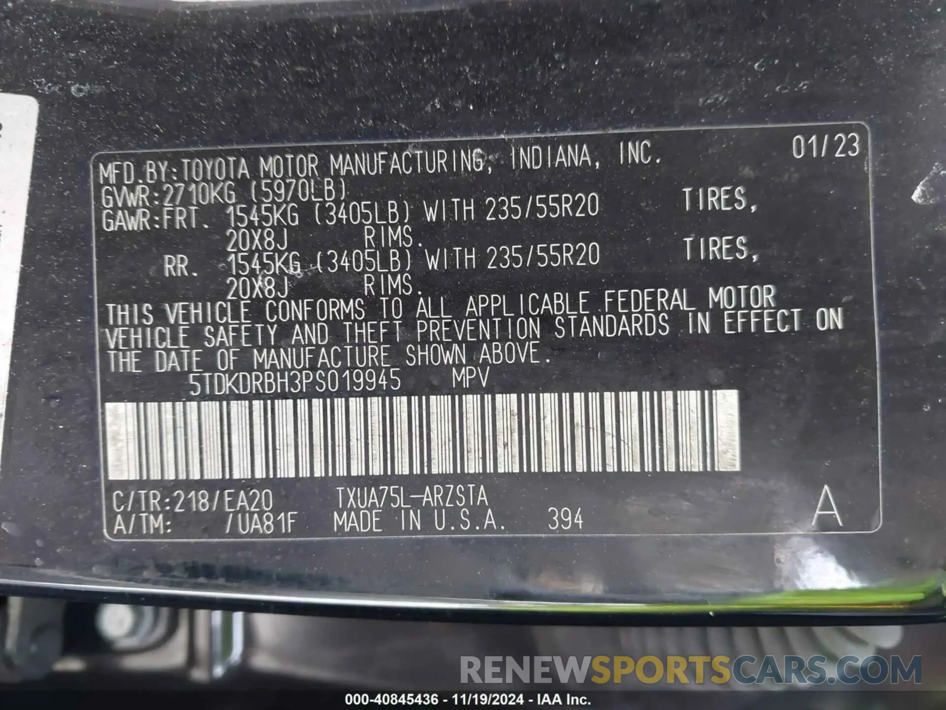 9 Photograph of a damaged car 5TDKDRBH3PS019945 TOYOTA HIGHLANDER 2023