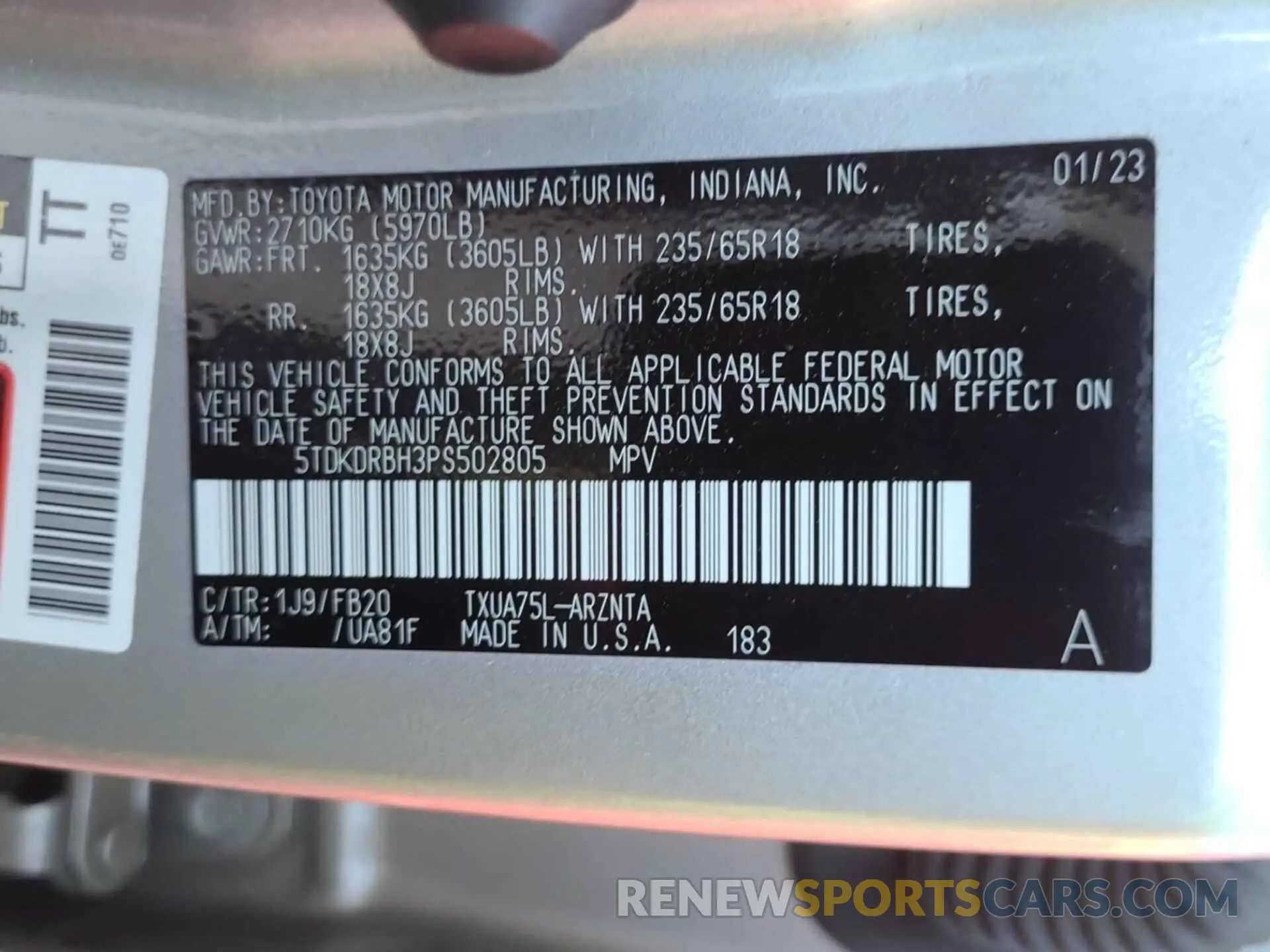 3 Photograph of a damaged car 5TDKDRBH3PS502805 TOYOTA HIGHLANDER 2023