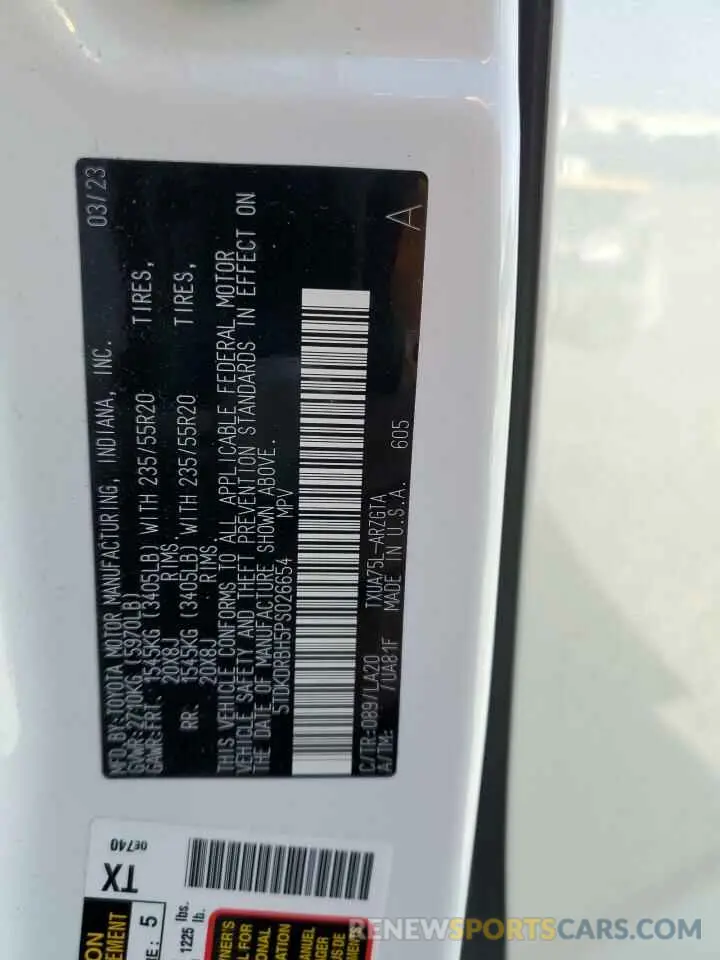 14 Photograph of a damaged car 5TDKDRBH5PS026654 TOYOTA HIGHLANDER 2023