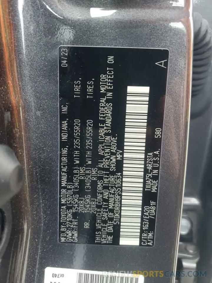 12 Photograph of a damaged car 5TDKDRBH9PS510634 TOYOTA HIGHLANDER 2023