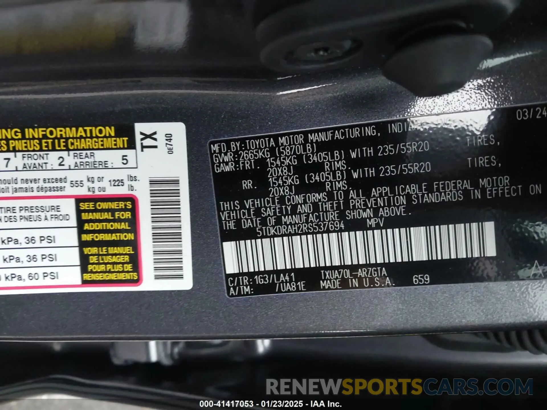 9 Photograph of a damaged car 5TDKDRAH2RS537694 TOYOTA HIGHLANDER 2024
