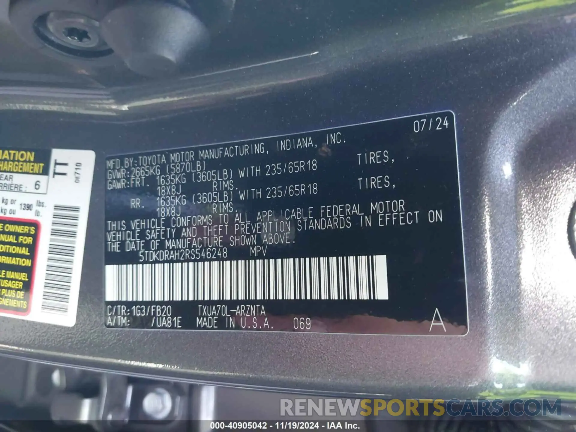 9 Photograph of a damaged car 5TDKDRAH2RS546248 TOYOTA HIGHLANDER 2024