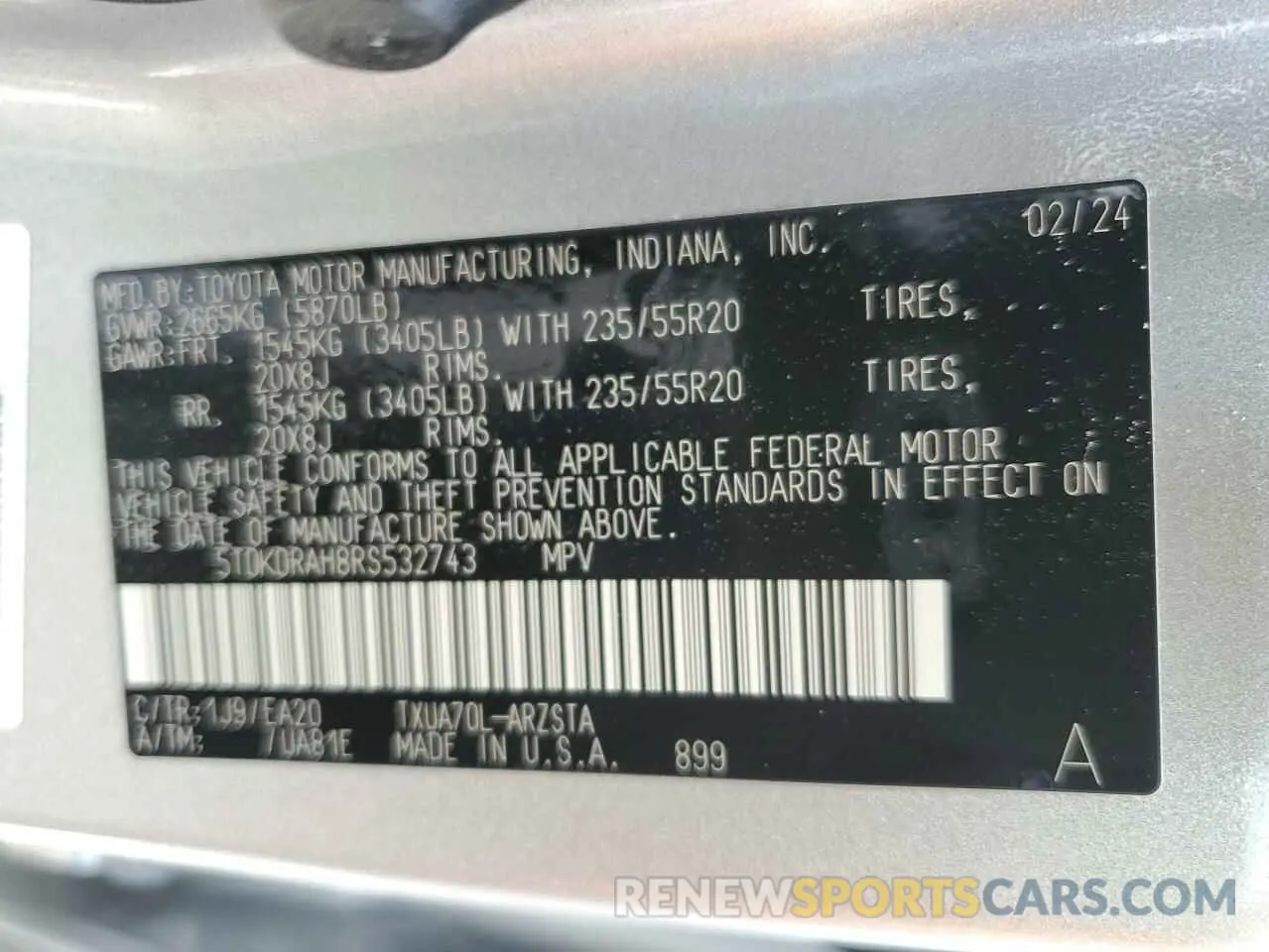 14 Photograph of a damaged car 5TDKDRAH8RS532743 TOYOTA HIGHLANDER 2024