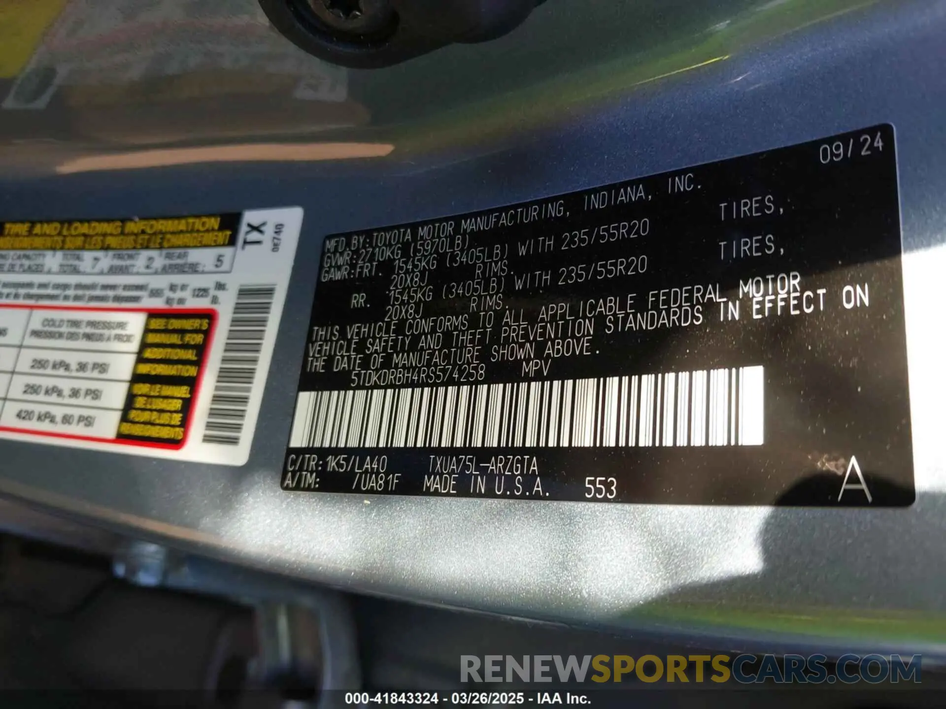9 Photograph of a damaged car 5TDKDRBH4RS574258 TOYOTA HIGHLANDER 2024