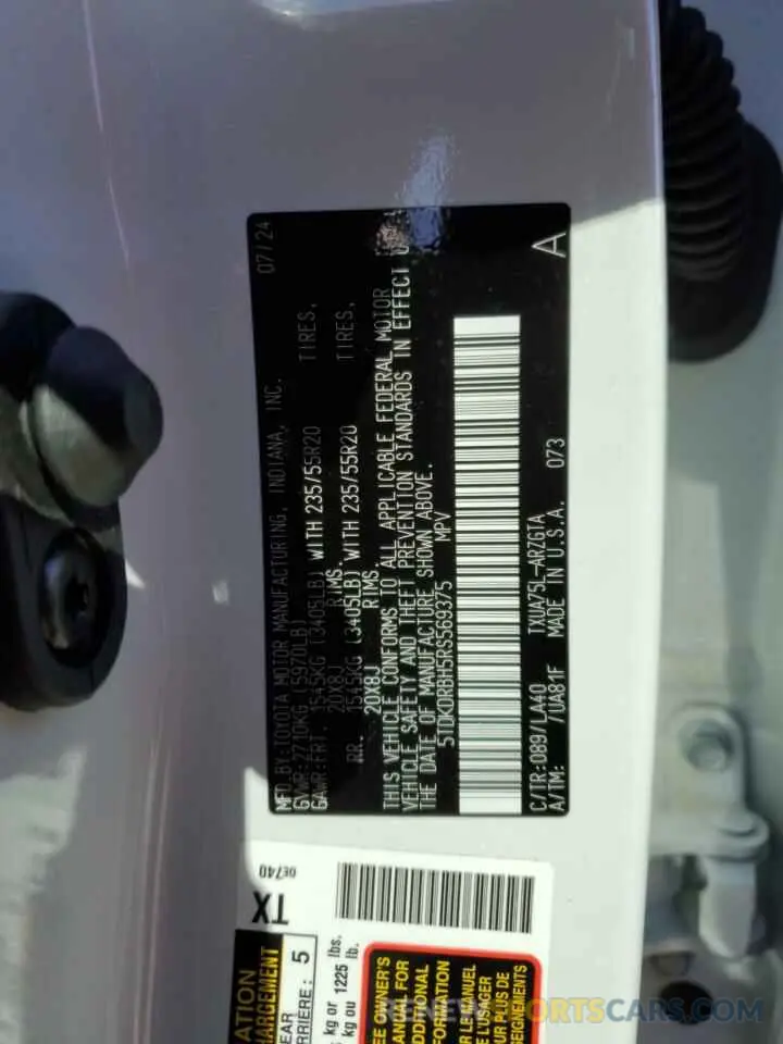 15 Photograph of a damaged car 5TDKDRBH5RS569375 TOYOTA HIGHLANDER 2024