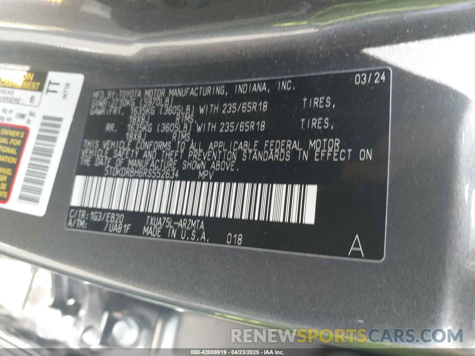 9 Photograph of a damaged car 5TDKDRBH6RS552634 TOYOTA HIGHLANDER 2024
