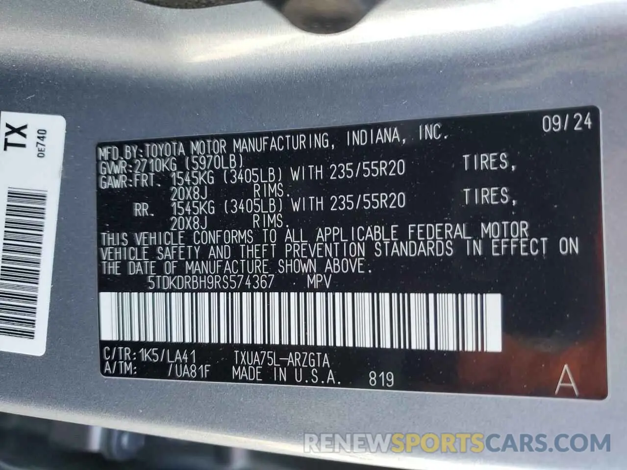 13 Photograph of a damaged car 5TDKDRBH9RS574367 TOYOTA HIGHLANDER 2024