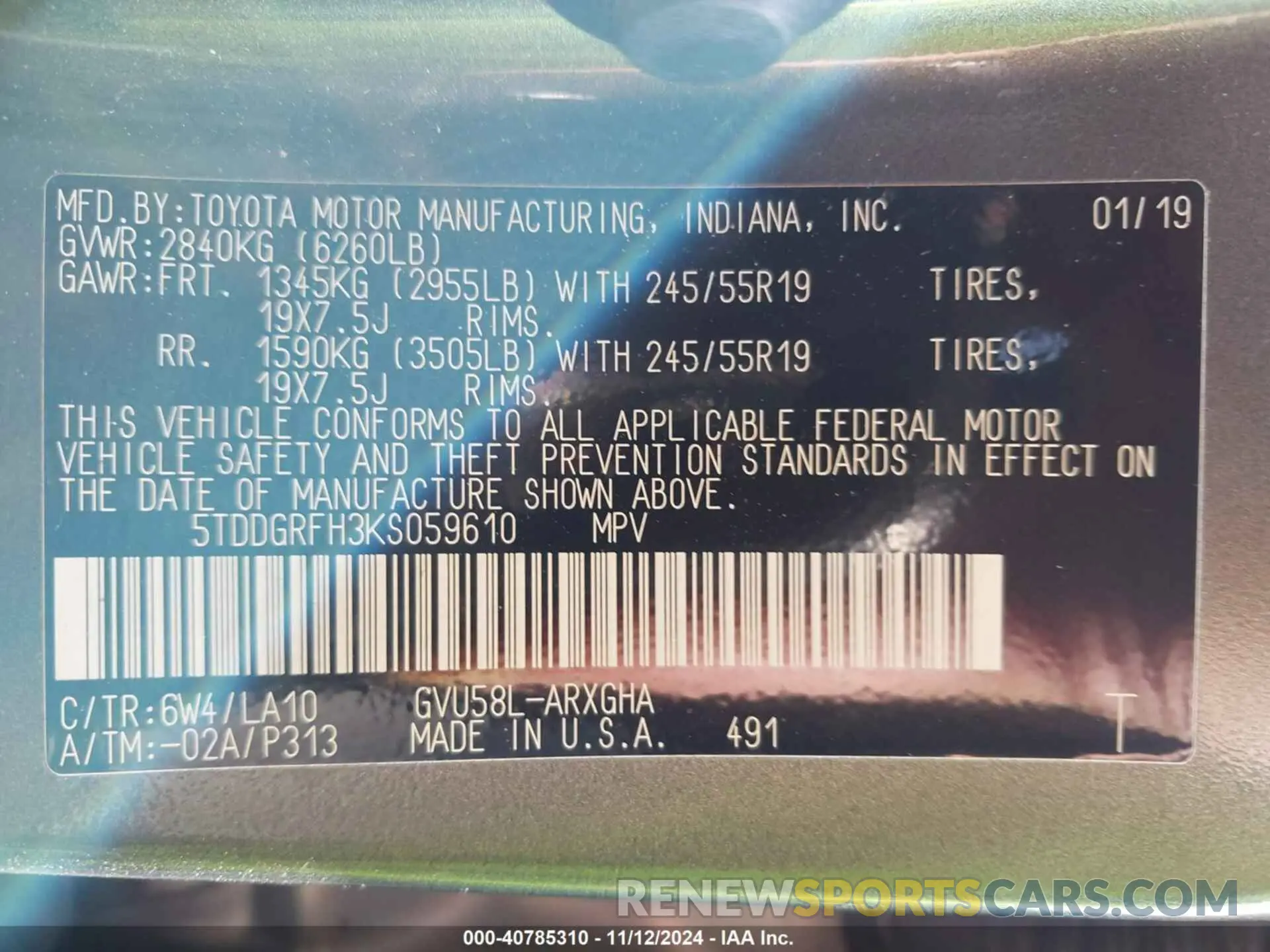 9 Photograph of a damaged car 5TDDGRFH3KS059610 TOYOTA HIGHLANDER HYBRID 2019