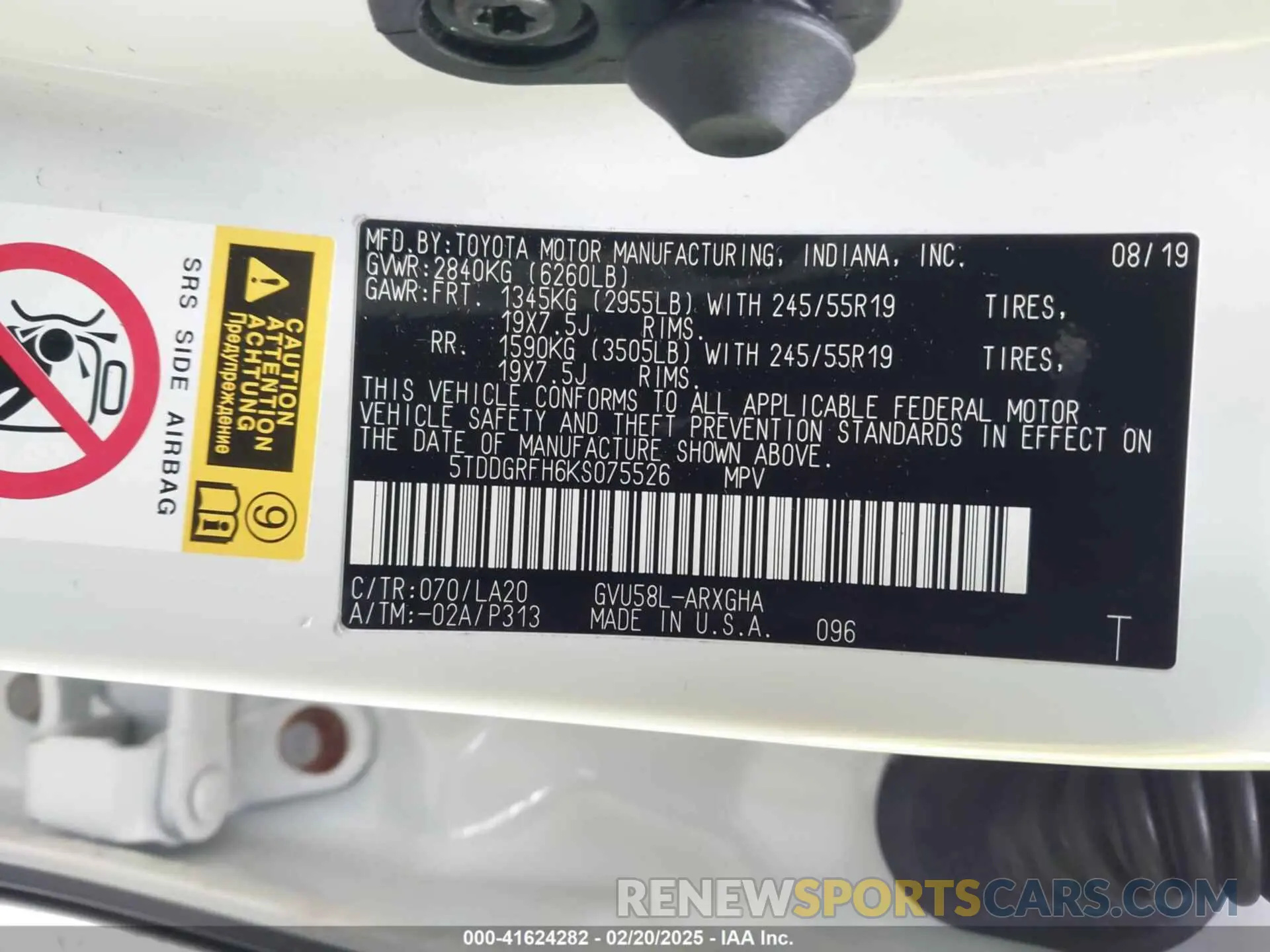 9 Photograph of a damaged car 5TDDGRFH6KS075526 TOYOTA HIGHLANDER HYBRID 2019