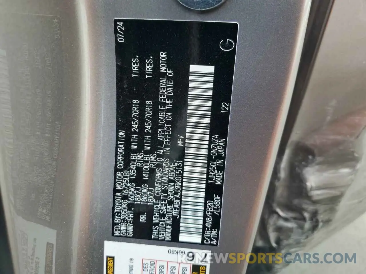 15 Photograph of a damaged car JTEABFAJ3RK015131 TOYOTA LAND CRUIS 2024