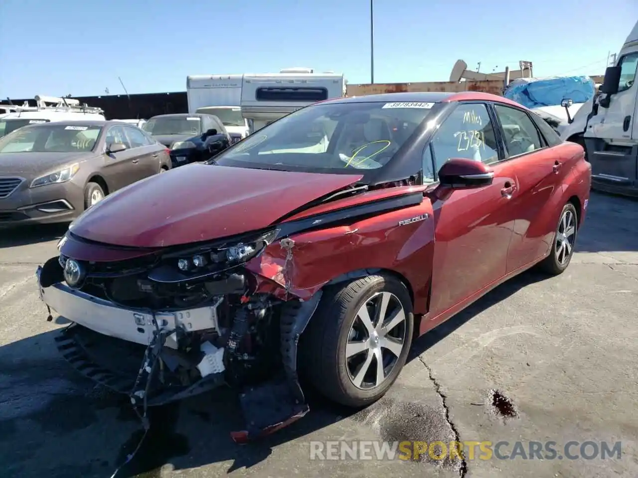 2 Photograph of a damaged car JTDBVRBD7KA006938 TOYOTA MIRAI 2019