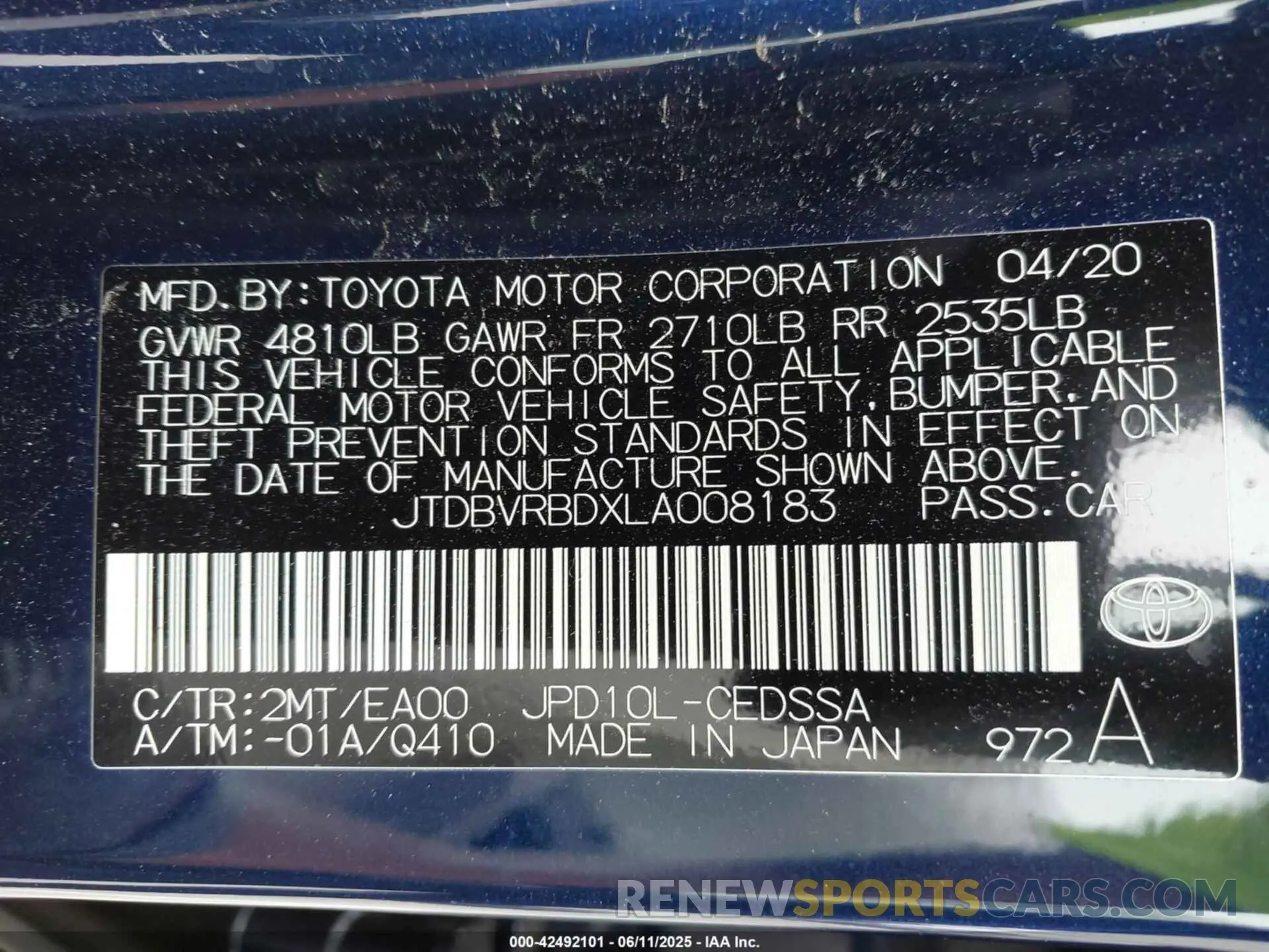 9 Photograph of a damaged car JTDBVRBDXLA008183 TOYOTA MIRAI 2020